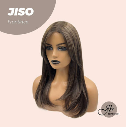 JBEXTENSION 20 Inches Nature Brown Pre-Cut Frontlace Glueless Wig With Bangs JISO Alexwigs