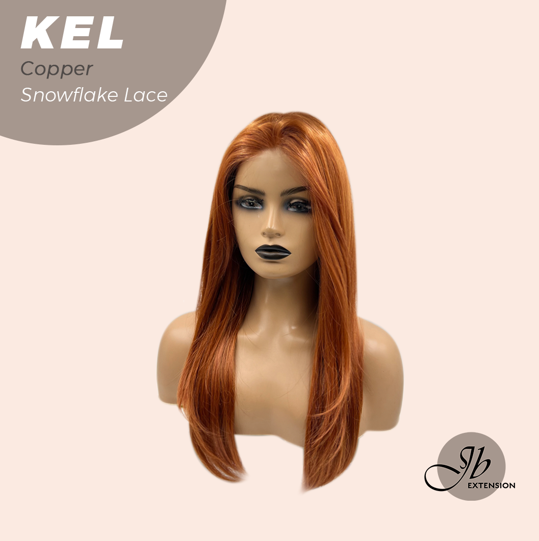 JBEXTENSION 22 Inches Copper Pre-Cut Snowflake Lace Frontlace Glueless Wig KEL COPPER【PERMATEASE】【BENDY EAR TABS】- M/L Alexwigs