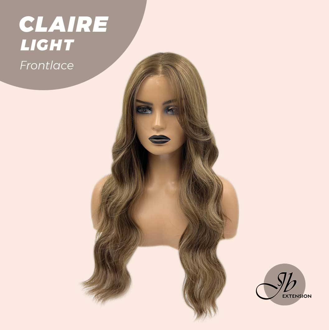 JBEXTENSION 24 Inches Body Wave Light Brown With Highlight Pre-Cut Frontlace Glueless Wig CLAIRE LIGHT Alexwigs