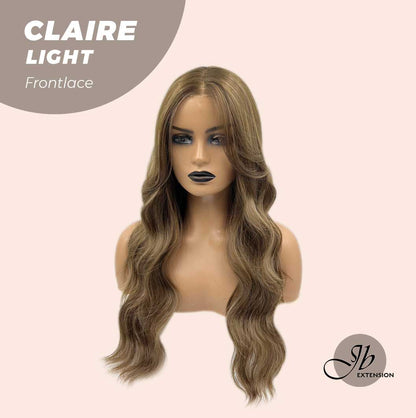 JBEXTENSION 24 Inches Body Wave Light Brown With Highlight Pre-Cut Frontlace Glueless Wig CLAIRE LIGHT Alexwigs