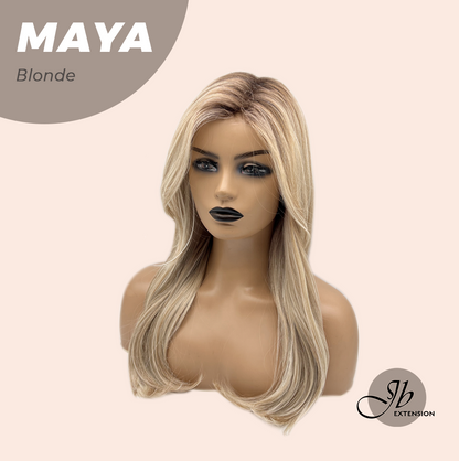 JBEXTENSION 22 Inches Blonde Women Fashion Full Machine Wig MAYA BLONDE【PLUS PERMATEASE】【BENDY EAR TABS】 Alexwigs