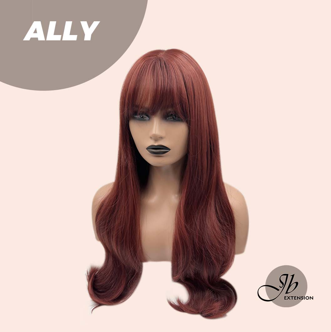 JBEXTENSION 25 Inches Red Curly Fashion Wig With Full Bangs ALLY Alexwigs