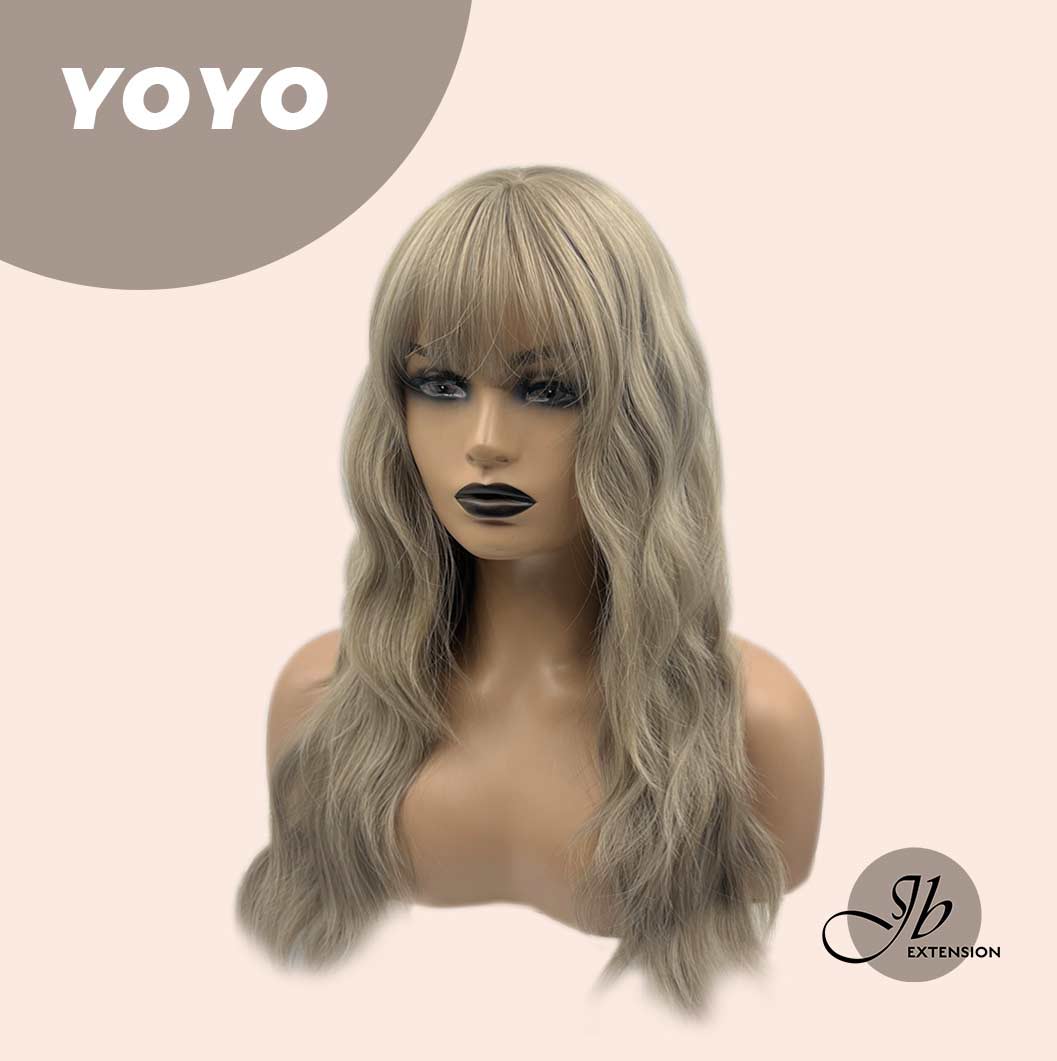 JBEXTENSION 22 Inches Grey Body Wave Wig With Full Bangs YOYO Alexwigs