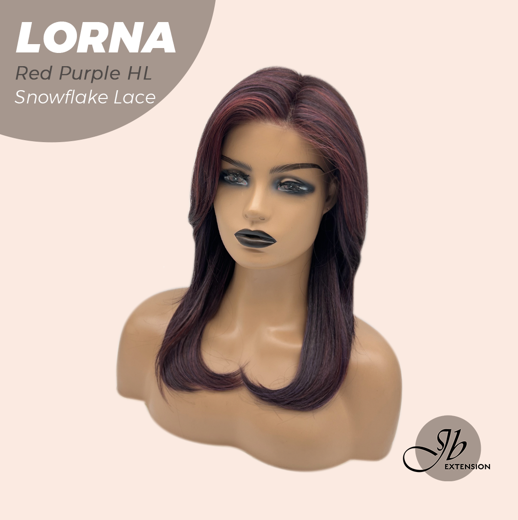 [PRE-ORDER] JBEXTENSION 18 Inches Red Purple Highlight Curly Pre-Cut Snowflake Lace Frontlace Glueless Wig LORNA SNOWFLAKE RED PURPLE HIGHLIGHT【PERMATEASE】【BENDY EAR TABS】 Alexwigs