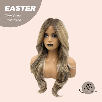JBEXTENSION 25 Inches Mix Blonde Curly Free Part Pre-Cut Frontlace Glueless Wig EASTER Alexwigs