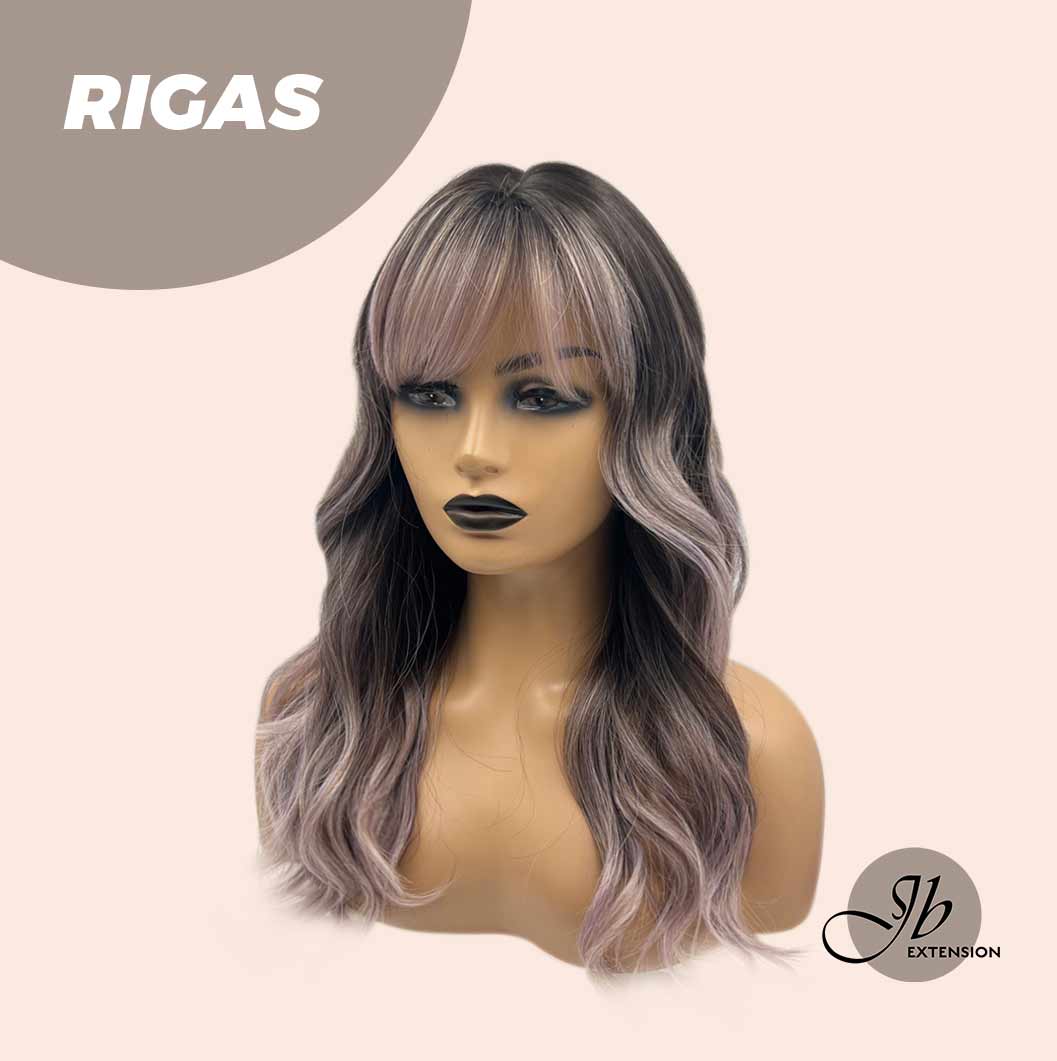 JBEXTENSION 20 Inches Shatush Purple Body Wave Wig With Bangs RIGAS Alexwigs