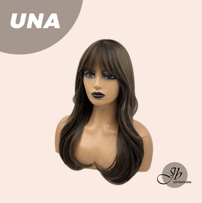 JBEXTENSION 22 Inches Cold Brown Wave With Bangs Wig UNA Alexwigs