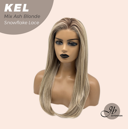 JBEXTENSION 22 Inches Mix Ash Blonde Pre-Cut Snowflake Lace Frontlace Glueless Wig KEL MIX ASH BLONDE【PERMATEASE】【BENDY EAR TABS】- M/L Alexwigs