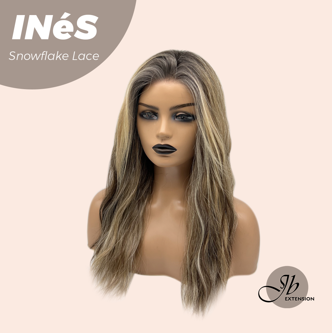 JBEXTENSION 22 Inches Mix Blonde Pre-Cut Snowflake Lace Frontlace Glueless Wig INéS SNOWFLAKE【PERMATEASE】【BENDY EAR TABS】- M/L Alexwigs