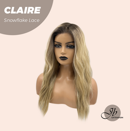 JBEXTENSION 22 Inches Mix Blonde Pre-Cut Snowflake Lace Frontlace Glueless Wig CLAIRE SNOWFLAKE【PERMATEASE】【BENDY EAR TABS】- M/L Alexwigs