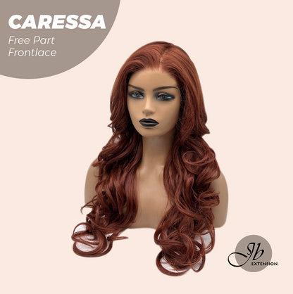 JBEXTENSION 22 Inches Copper Curly Wave 13X6 Pre-Cut Free Part Frontlae Glueless Wig CARESSA Alexwigs