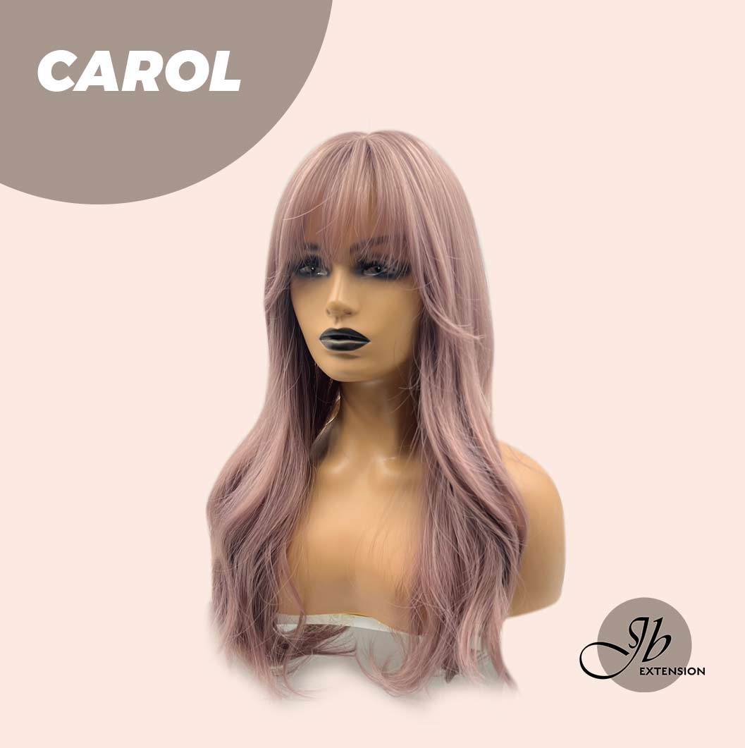 JBEXTENSION 22 Inches Smoke Pink Curly Wig With Bangs CAROL Alexwigs