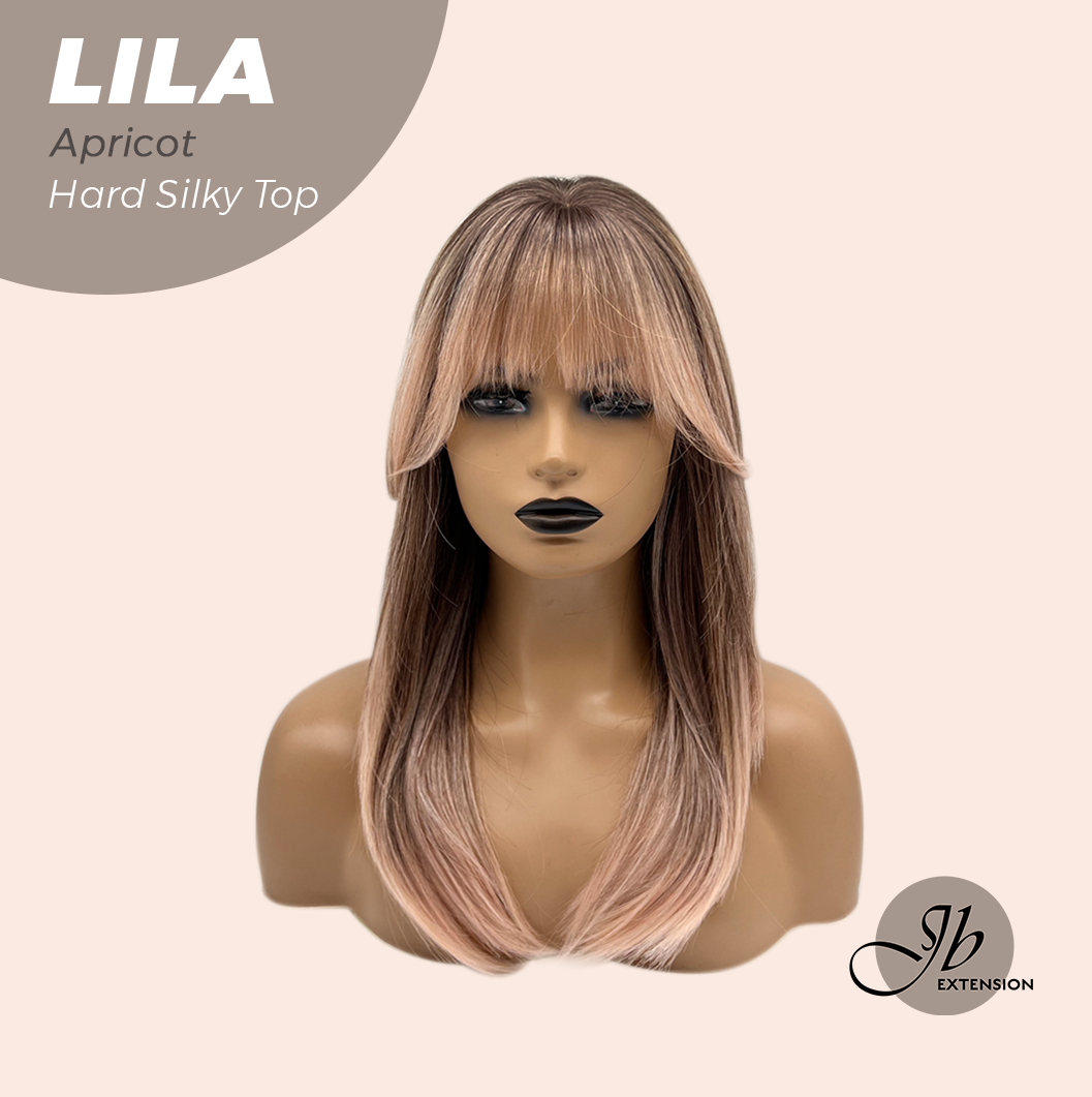 JBEXTENSION 20 Inches Scalpiana Apricot Wolf Cut 3.5X4 Hard Silky Top Natural Scalp Effect Wig With Bangs LILA APRICOT Alexwigs