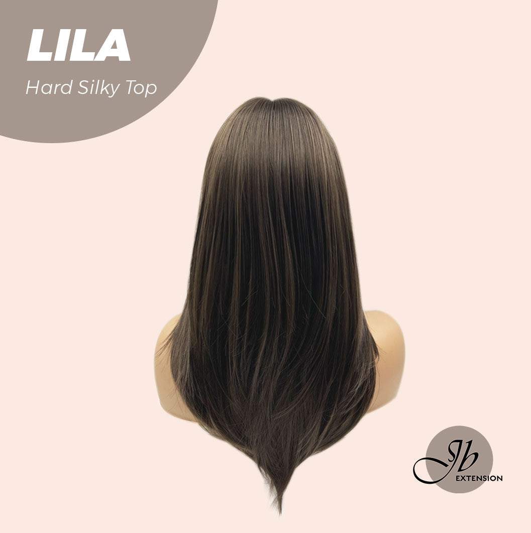 JBEXTENSION 20 Inches Scalpiana Cold Brown Wolf Cut 3.5X4 Hard Silky Top Natural Scalp Effect Wig With Bangs LILA Alexwigs