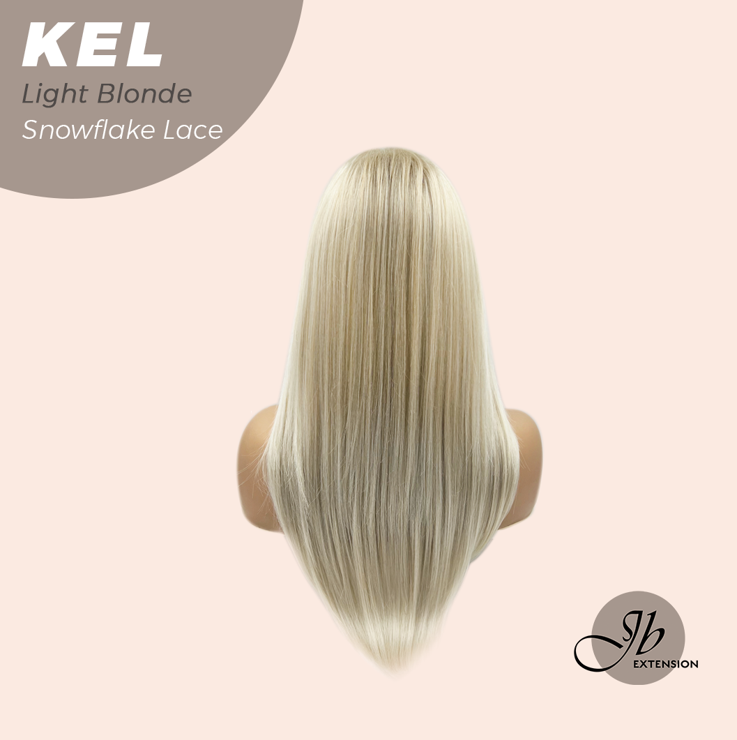 JBEXTENSION 22 Inches Light Blonde Pre-Cut Snowflake Lace Frontlace Glueless Wig KEL LIGHT BLONDE【PERMATEASE】【BENDY EAR TABS】- M/L Alexwigs