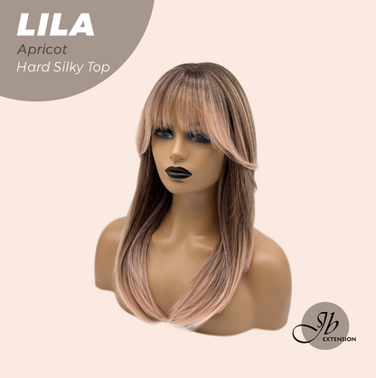 JBEXTENSION 20 Inches Scalpiana Apricot Wolf Cut 3.5X4 Hard Silky Top Natural Scalp Effect Wig With Bangs LILA APRICOT Alexwigs