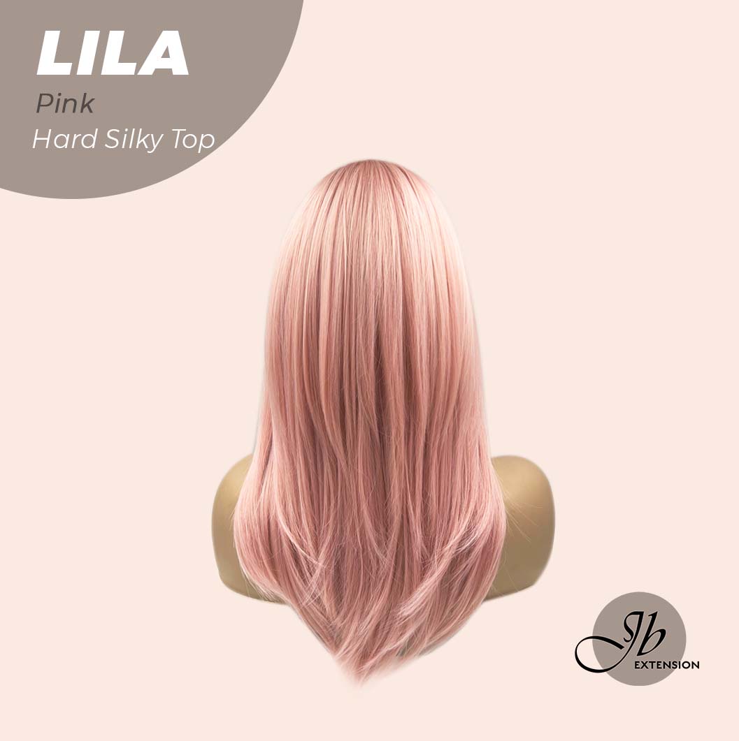 JBEXTENSION 20 Inches Scalpiana Pink Wolf Cut 3.5X4 Hard Silky Top Natural Scalp Effect Wig With Bangs LILA PINK Alexwigs