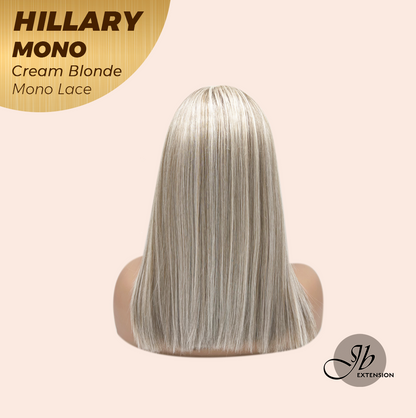 [PRE-ORDER] JBEXTENSION HILLARY MONO CREAM BLONDE Monofilament Handmade Wig 6X5 Full Monofilament Hand Tied Top Wig 16 Inches Cream Blonde Straight Mono Lace Wig With Anti-slip Silicone Strips Glueless Wig HILLARY MONO CREAM BLONDE【BENDY EAR TABS】