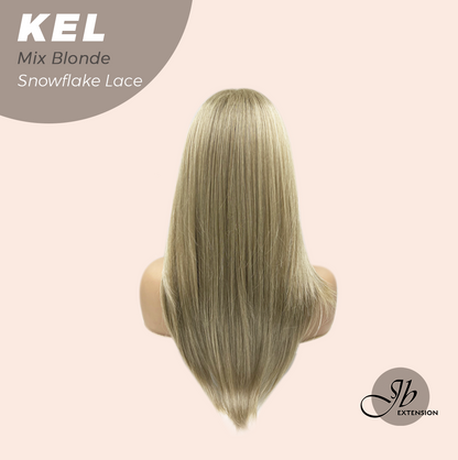 JBEXTENSION 22 Inches Mix Blonde Pre-Cut Snowflake Lace Frontlace Glueless Wig KEL MIX BLONDE【PERMATEASE】【BENDY EAR TABS】- S/M Alexwigs