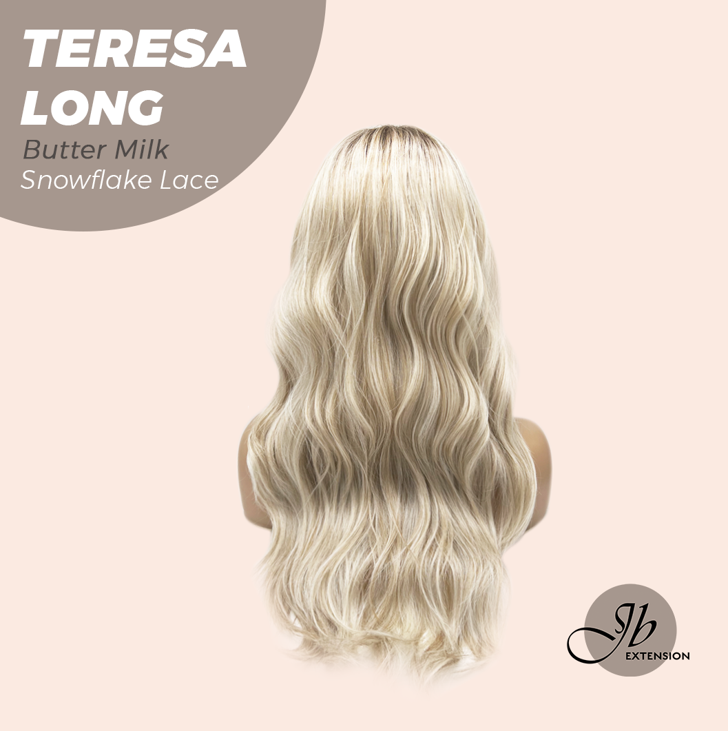 JBEXTENSION 22 Inches Long Butter Milk Pre-Cut Snowflake Lace Frontlace Glueless Wig TERESA LONG BUTTER MILK【PERMATEASE】【BENDY EAR TABS】 Alexwigs
