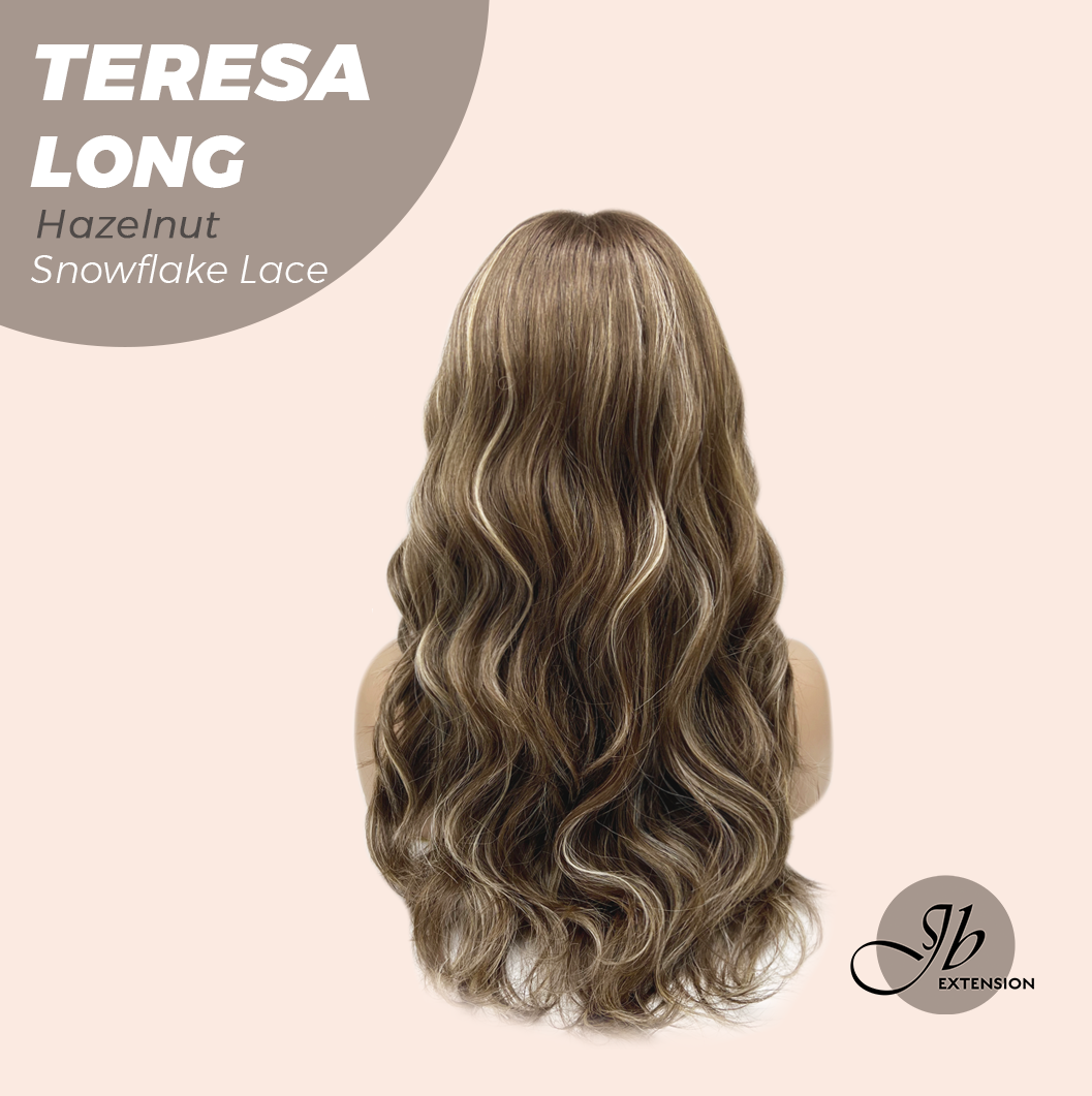 JBEXTENSION 22 Inches Long Hazelnut Pre-Cut Snowflake Lace Frontlace Glueless Wig TERESA LONG HAZELNUT【PERMATEASE】【BENDY EAR TABS】- M/L Alexwigs