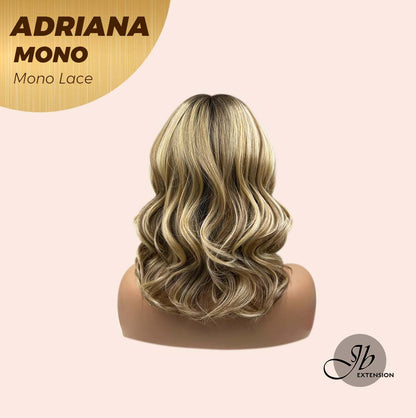 [PRE-ORDER] JBEXTENSION ADRIANA MONO Full Monofilament Handmade Full Lace Full Hand Tied Wig 14 Inches Blonde With Dark Root Wave Mono Lace Handmade Futura Fiber Wig With Anti-slip Silicone Strips Glueless Wig Adriana Mono【BENDY EAR TABS】 Alexwigs
