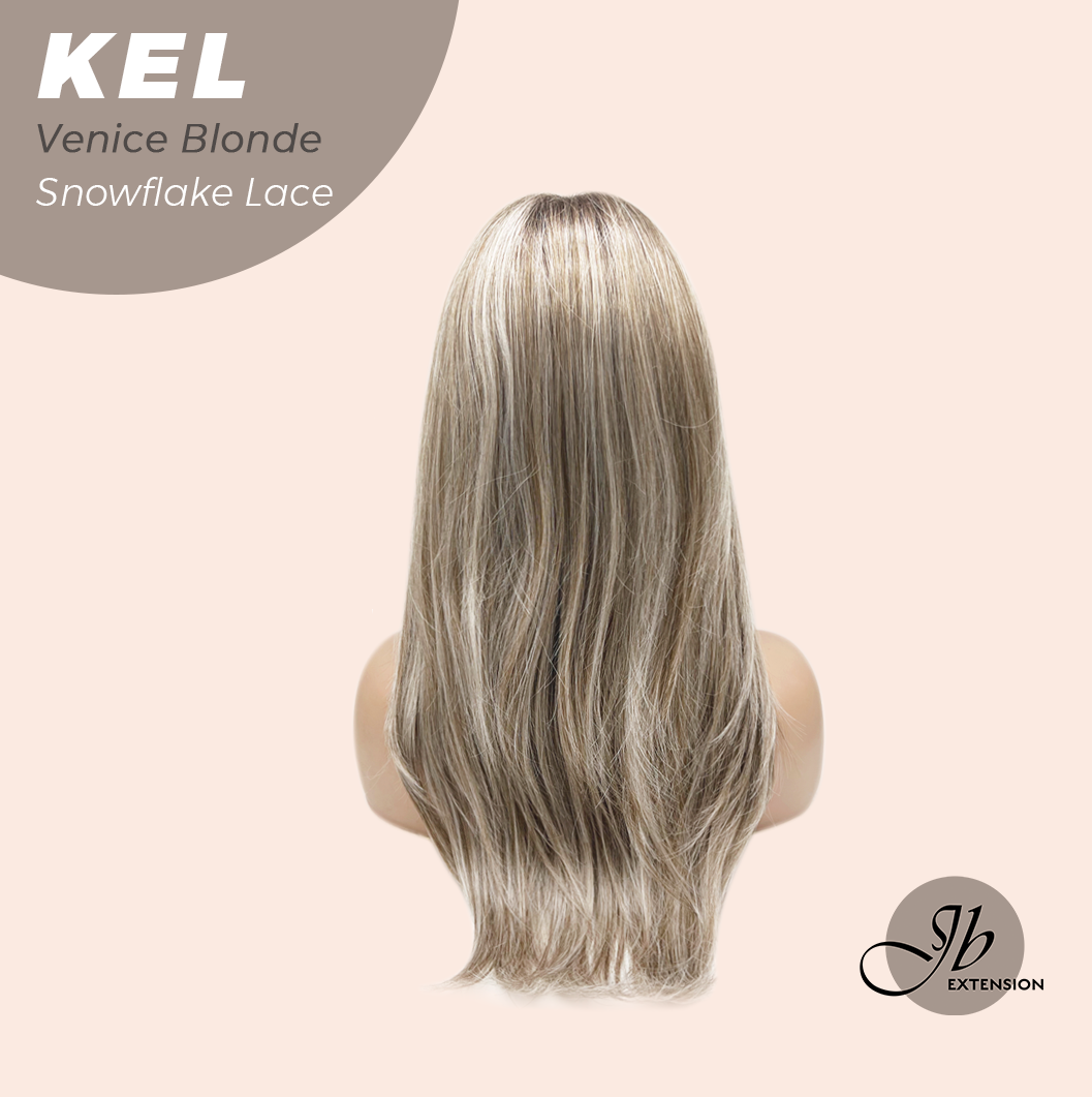 JBEXTENSION 22 Inches Venice Blonde Pre-Cut Snowflake Lace Frontlace Glueless Wig KEL VENICE BLONDE【PERMATEASE】【BENDY EAR TABS】- M/L Alexwigs