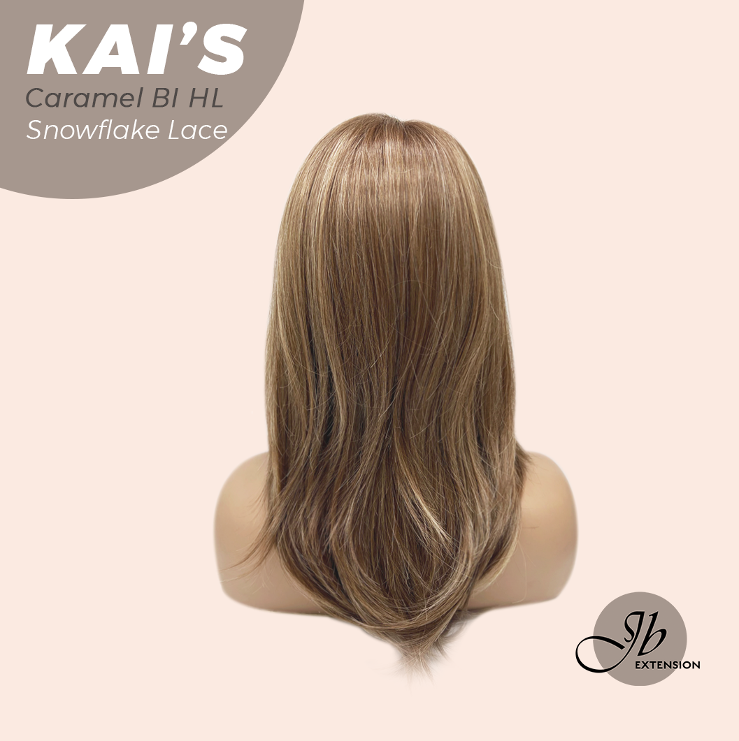 [PRE-ORDER] JBEXTENSION 18 Inches Caramel Blonde Highlight Pre-Cut Snowflake Lace Frontlace Glueless Wig KAI'S CARAMEL BLONDE HIGHLIGHT【PERMATEASE】【BENDY EAR TABS】 Alexwigs