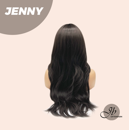 JBEXTENSION 25 Inches Midnight Brown( Black/Brown) Curly Wig with Bangs JENNY Alexwigs