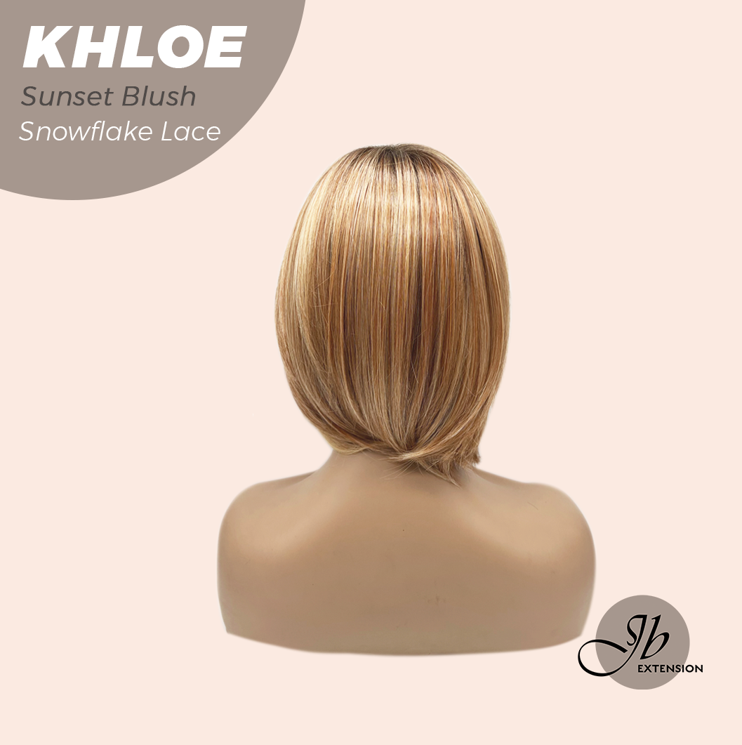 [PRE-ORDER] JBEXTENSION 12 Inches Bob Cut Sunset Blush Pre-Cut Snowflake Lace Frontlace Glueless Wig KHLOE SUNSET BLUSH【PERMATEASE】【BENDY EAR TABS】 Alexwigs