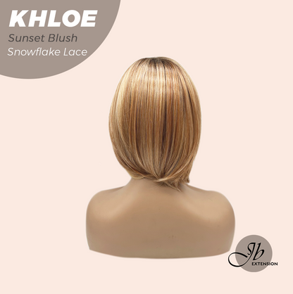 [PRE-ORDER] JBEXTENSION 12 Inches Bob Cut Sunset Blush Pre-Cut Snowflake Lace Frontlace Glueless Wig KHLOE SUNSET BLUSH【PERMATEASE】【BENDY EAR TABS】 Alexwigs