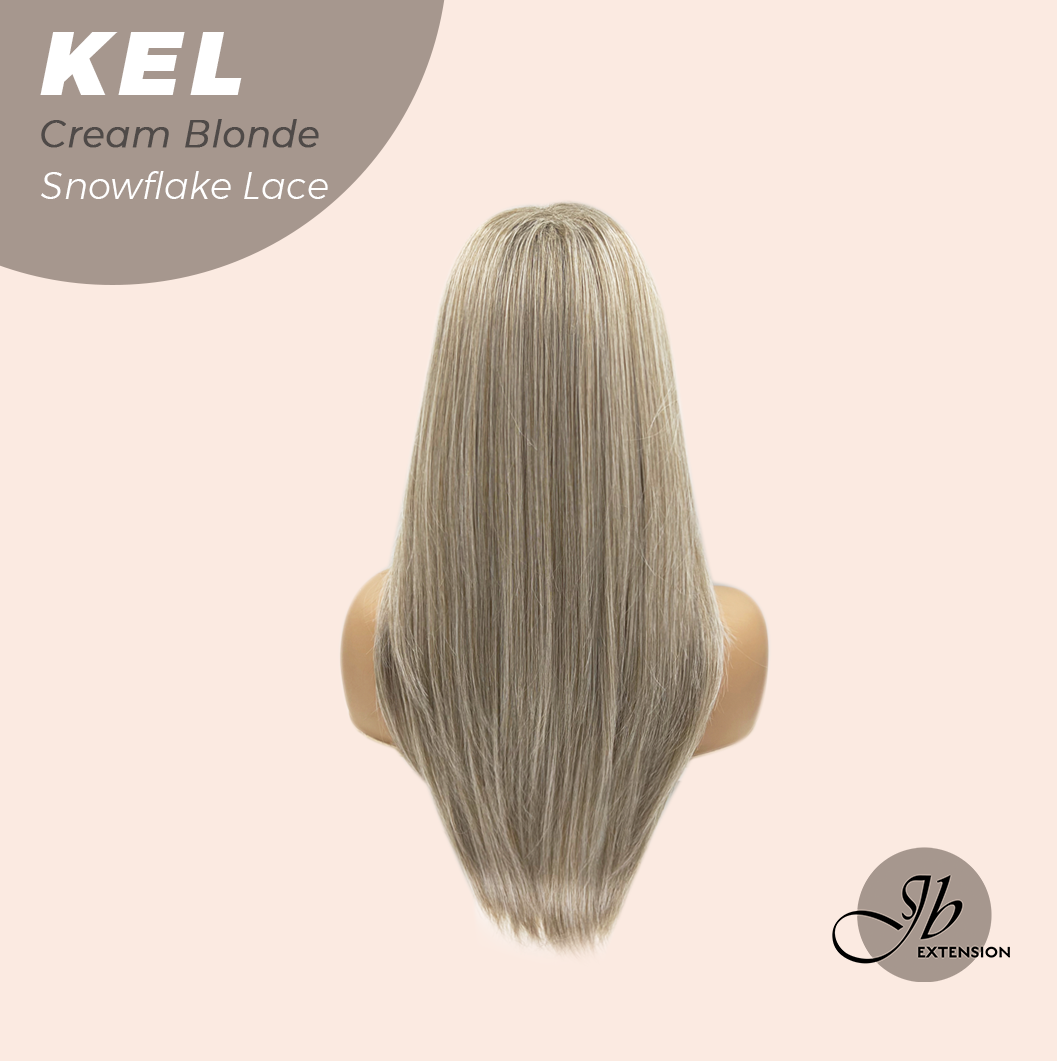 JBEXTENSION 22 Inches Cream Blonde Pre-Cut Snowflake Lace Frontlace Glueless Wig KEL CREAM BLONDE【PERMATEASE】【BENDY EAR TABS】- M/L Alexwigs