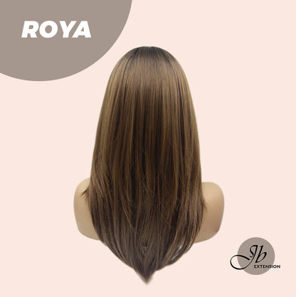 JBEXTENSION 22 Inches Brown With Dark Root With Bangs Wig ROYA Alexwigs