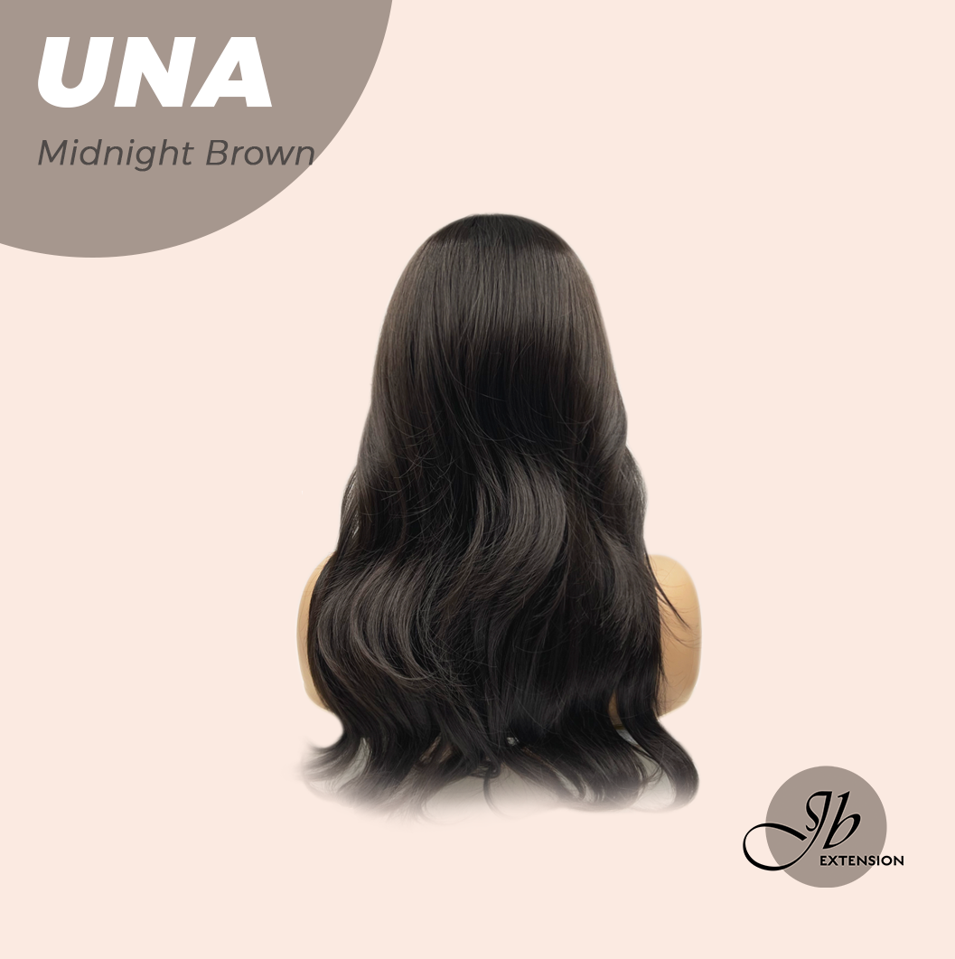 JBEXTENSION 22 Inches Midnight Brown( Black/Brown) Wave With Bangs Wig UNA MIDNIGHT BROWN ( Black/Brown) Alexwigs