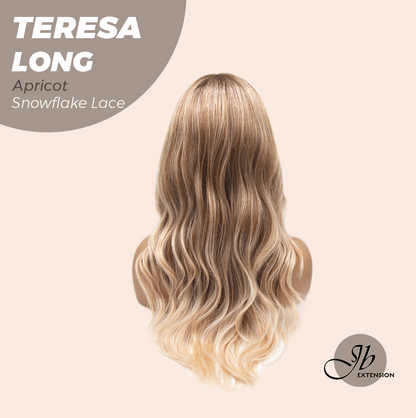 JBEXTENSION 22 Inches Long Apricot Pre-Cut Snowflake Lace Frontlace Glueless Wig TERESA LONG APRICOT【PERMATEASE】【BENDY EAR TABS】 Alexwigs