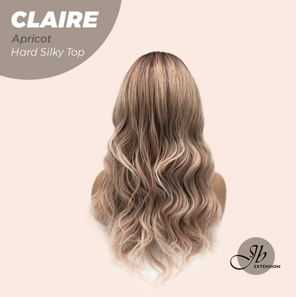 JBEXTENSION 22 Inches Scalpiana Apricot 3.5X4 Hard Silky Top Natural Scalp Effect Women Wig With Bangs CLAIRE SILKY TOP APRICOT Alexwigs