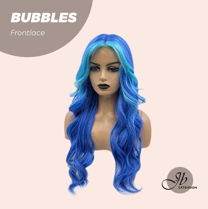 JBEXTENSION 24 Inches Mix Blue Body Wave Pre-Cut Frontlace Glueless Wig BUBBLES Alexwigs