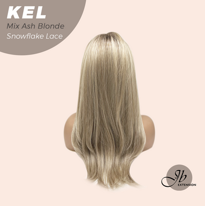 JBEXTENSION 22 Inches Mix Ash Blonde Pre-Cut Snowflake Lace Frontlace Glueless Wig KEL MIX ASH BLONDE【PERMATEASE】【BENDY EAR TABS】- M/L Alexwigs
