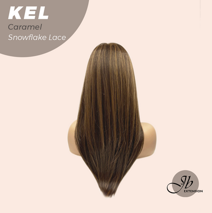 JBEXTENSION 22 Inches Caramel Pre-Cut Snowflake Lace Frontlace Glueless Wig KEL CARAMEL【PERMATEASE】【BENDY EAR TABS】S/M Alexwigs