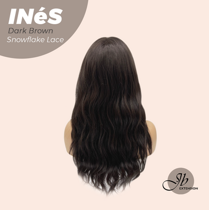 JBEXTENSION 22 Inches Dark Brown Pre-Cut Snowflake Lace Frontlace Glueless Wig INéS DARK BROWN【PERMATEASE】【BENDY EAR TABS】- M/L Alexwigs