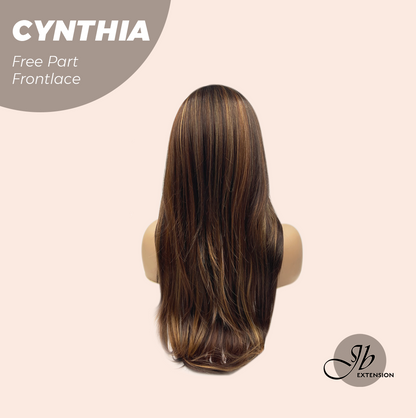 JBEXTENSION 25 Inches Auburn Highlight Pre-Cut Free Part Frontlace Glueless Wig CYNTHIA Alexwigs