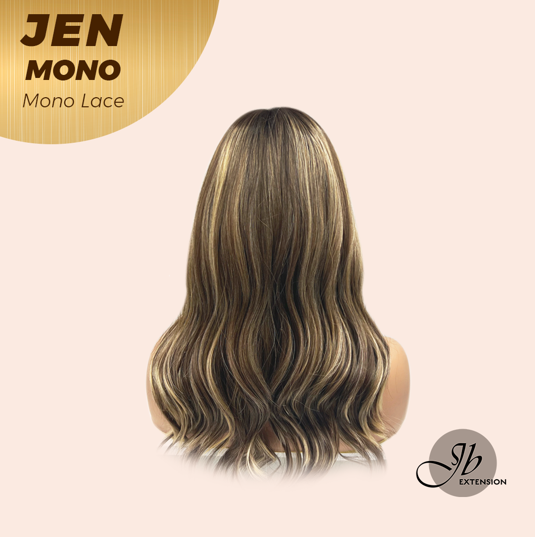 [PRE-ORDER] HOT OF SEASON -JBEXTENSION JEN MONO Monofilament Handmade Wig 6X5 Full Monofilament Hand Tied Top Wig 18 Inches Hazelnut Blonde Highlight Mono Lace Wig With Anti-slip Silicone Strips Glueless Wig JEN MONO【BENDY EAR TABS】 Alexwigs