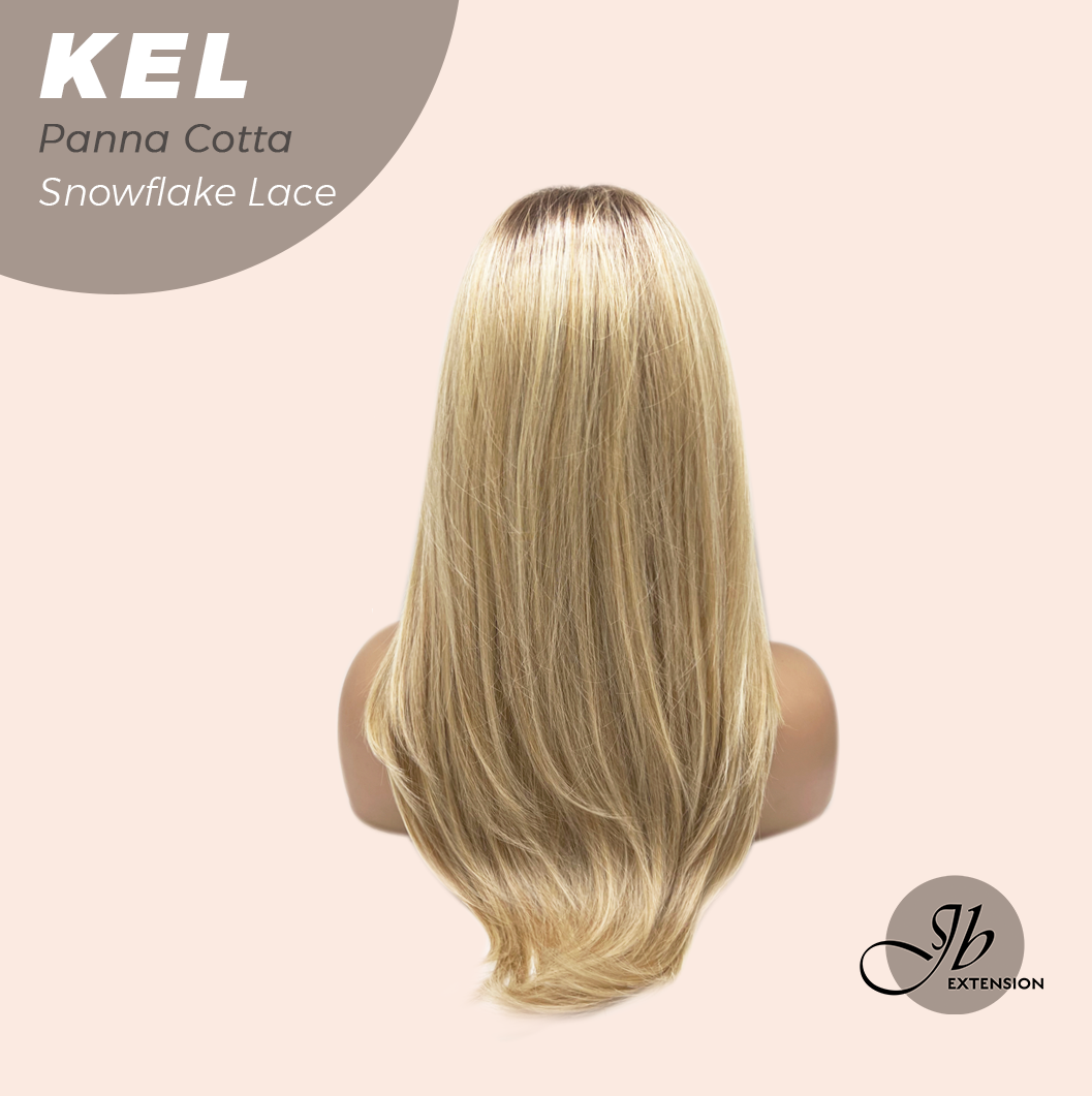 JBEXTENSION 22 Inches Panna Cotta Pre-Cut Snowflake Lace Frontlace Glueless Wig KEL PANNA COTTA【PERMATEASE】【BENDY EAR TABS】 Alexwigs