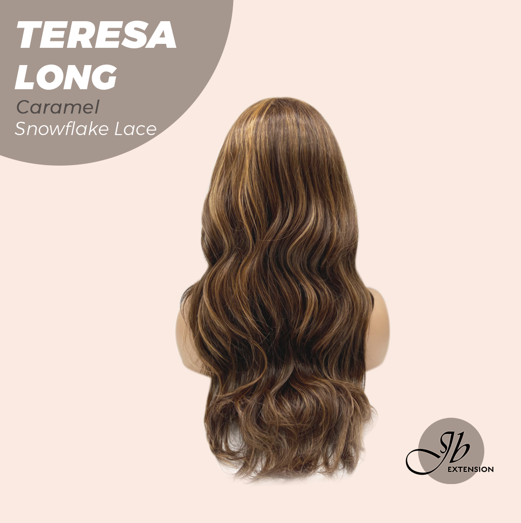 JBEXTENSION 22 Inches Long Caramel Pre-Cut Snowflake Lace Frontlace Glueless Wig TERESA LONG CARAMEL【PERMATEASE】【BENDY EAR TABS】 Alexwigs