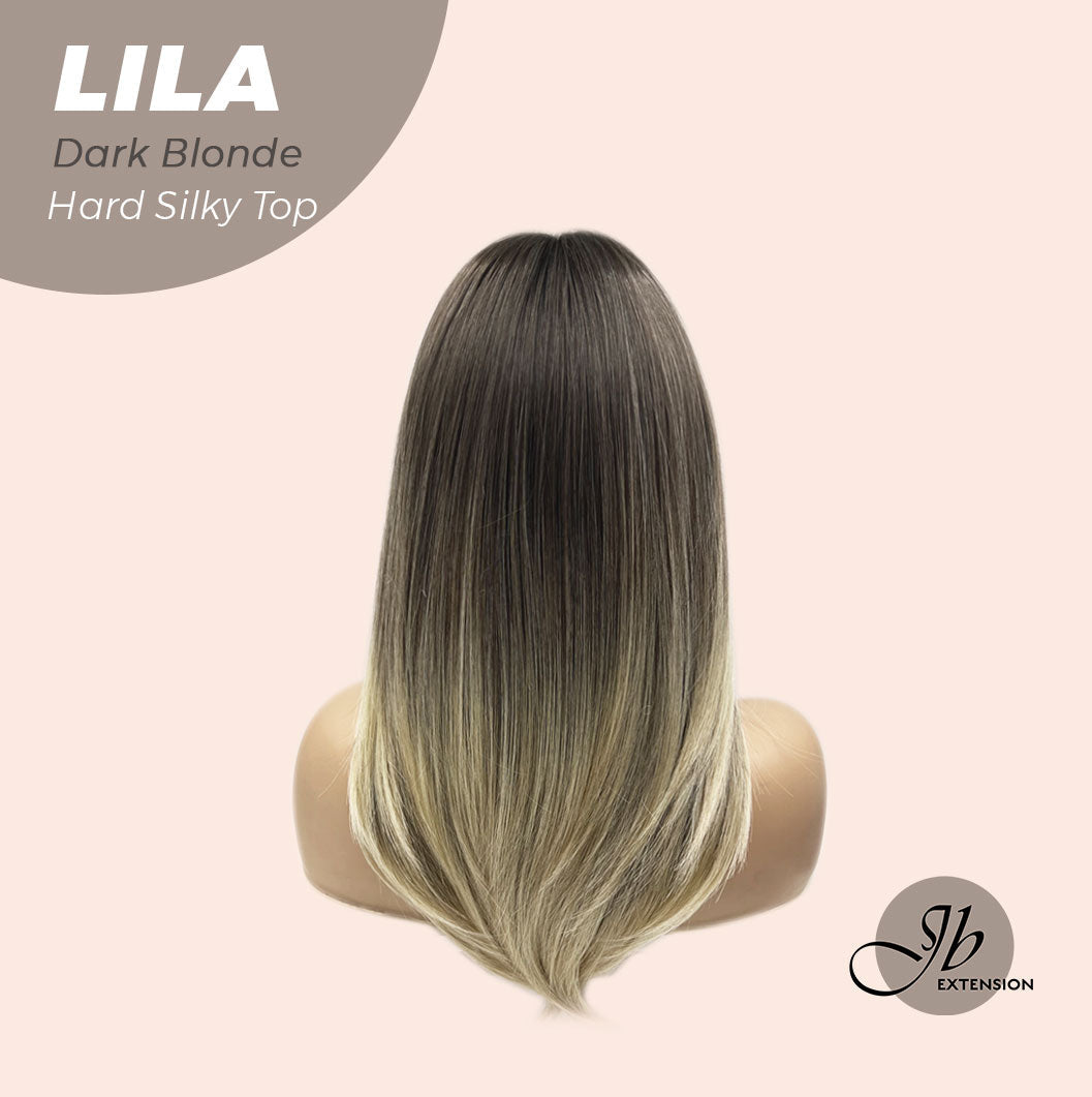 JBEXTENSION 20 Inches Scalpiana Blonde Wolf Cut 3.5X4 Hard Silky Top Natural Scalp Effect Wig With Bangs LILA DARK BLONDE Alexwigs