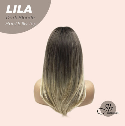 JBEXTENSION 20 Inches Scalpiana Blonde Wolf Cut 3.5X4 Hard Silky Top Natural Scalp Effect Wig With Bangs LILA DARK BLONDE Alexwigs