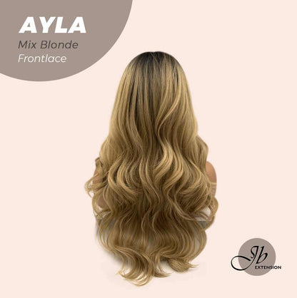 JBEXTENSION 24 Inches Body Wave Mix Blonde With Dark Root Pre-Cut Frontlace Glueless Wig AYLA MIX BLONDE Alexwigs