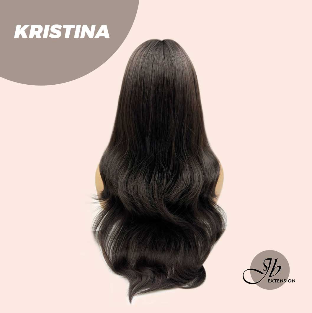 JBEXTENSION 25 Inches Soft Black Curly Wig With Full Bangs KRISTINA Alexwigs