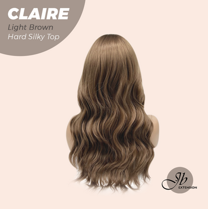 JBEXTENSION 22 Inches Scalpiana Light Brown 3.5X4 Hard Silky Top Natural Scalp Effect Women Wig With Bangs CLAIRE SILKY TOP LIGHT BROWN Alexwigs