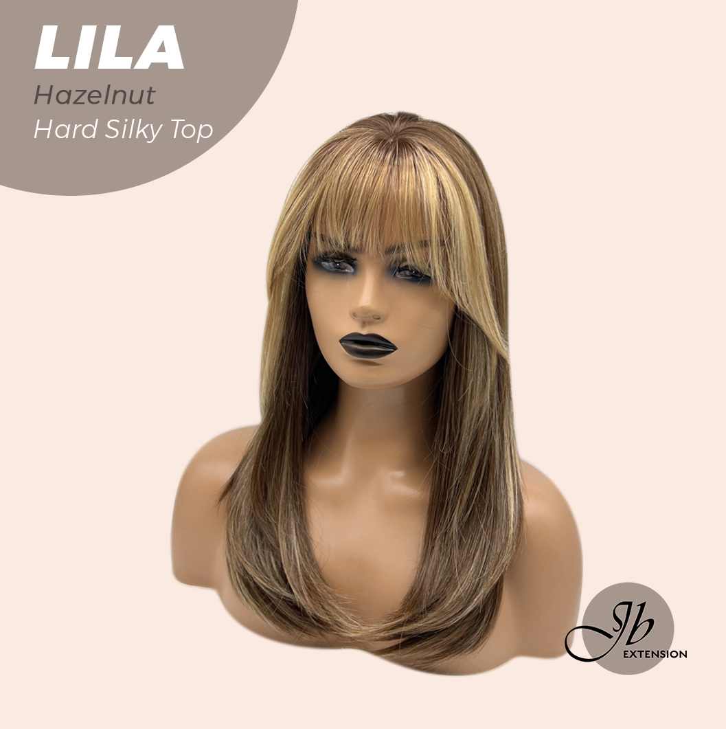 JBEXTENSION 20 Inches Scalpiana Hazelnut Wolf Cut 3.5X4 Hard Silky Top Natural Scalp Effect Wig With Bangs LILA HAZELNUT Alexwigs